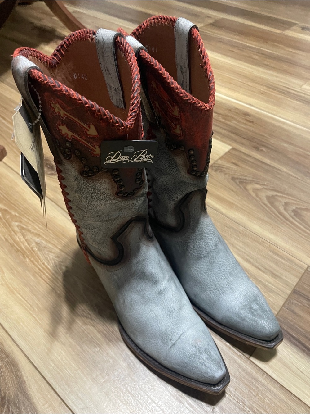 Dan Post Two-Tone Red and Gray Western Cowboy Boots
